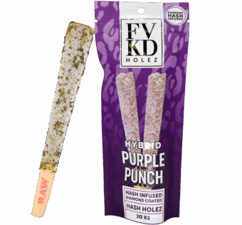 Shop By Effect 19 Purple Punch FVKD Diamond infused hash hole pre roll Front min 1